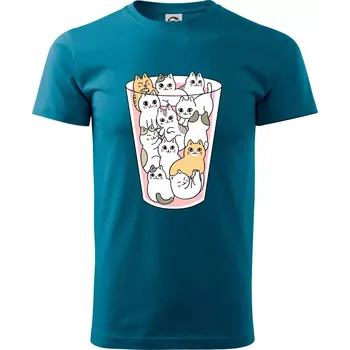 Pánské tričko Kočky ve sklenici - Klasické pánské triko vyšší gramáže - 3XL ( Petrolejová )
