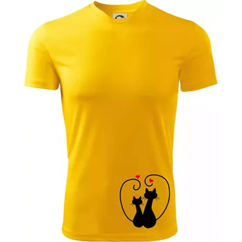 Chlapecké tričko Kočky - Zamilovaný pár - Dětské triko sportovní (dresovina) - 146 cm/10 let ( Žlutá )