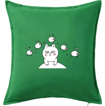 Polštář Unavená kočka nemůže spát - Polštář 50x50 - 50x50 - Pouze potah ( Středně zelená )