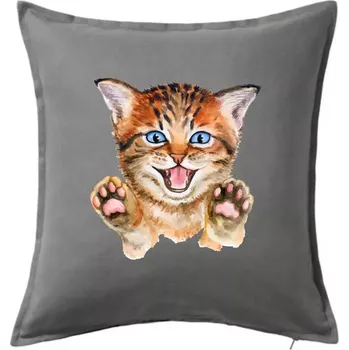 Polštář Kočka baf - Polštář 50x50 - 50x50 - Pouze potah ( Tmavě šedý melír )