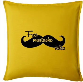 Polštář Free Mustache rides - Polštář 50x50 - 50x50 - Včetně výplně ( Žlutá )