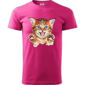 Pánská móda Kočka baf - Klasické pánské triko vyšší gramáže - L ( Purpurová )