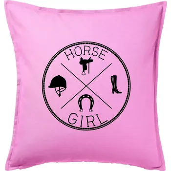 Polštář Horse Girl kruh - Polštář 50x50 - 50x50 - Pouze potah ( Růžová )