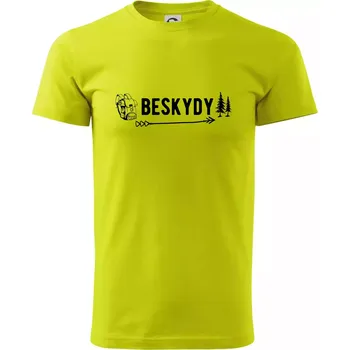 Pánské tričko Beskydy nápis - Klasické pánské triko vyšší gramáže - XL ( Limetková )