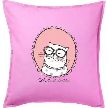 Polštář Pyšná kočka růžová - Polštář 50x50 - 50x50 - Pouze potah ( Růžová )