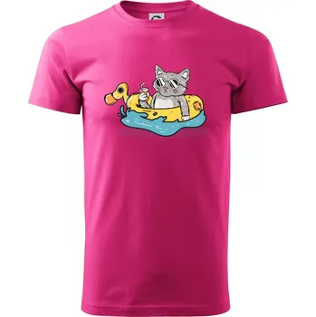 Pánské tričko Kočka v kruhu - Klasické pánské triko vyšší gramáže - M ( Purpurová )