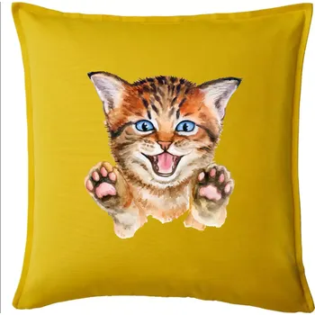 Polštář Kočka baf - Polštář 50x50 - 50x50 - Pouze potah ( Žlutá )