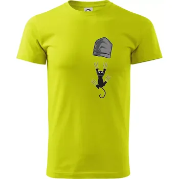 Pánské tričko Kočka vypadla z kapsy - Klasické pánské triko vyšší gramáže - 2XL ( Limetková )