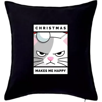 Polštář Christmas makes me happy - Polštář 50x50 - 50x50 - Pouze potah ( Černá )