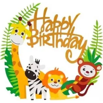 Jedlá dekorace na dort Dortisimo Zápich do dortu Happy Birthday safari