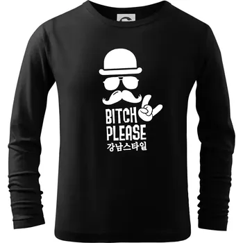 Chlapecké tričko Bitch please! Mustache - Triko dětské Long Sleeve - 146 cm/10 let ( Černá )