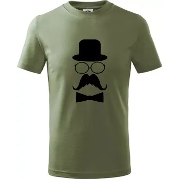 Chlapecké tričko Mustache pán - Tričko dětské bavlněné - 158 cm/12 let ( Khaki )