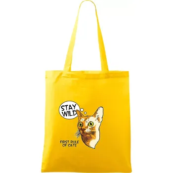 Kočka stay wild - Taška bavlněná - 42 x 38 cm ( Žlutá )