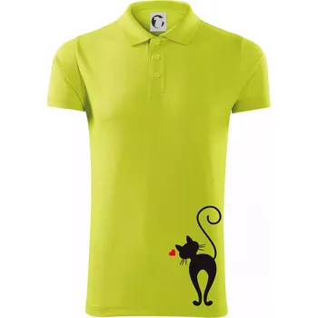 Pánská košile Zamilovaná kočka zezadu - Polokošile Victory sportovní (dresovina) - 3XL ( Limetková )