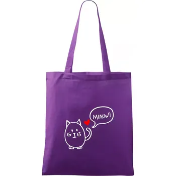Tlustá kočka - Taška bavlněná - 42 x 38 cm ( Fialová )