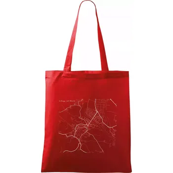 Nákupní taška Černobílá mapa Kralupy nad Vltavou - Taška bavlněná - 42 x 38 cm ( Červená )