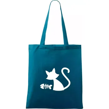 Ryba vs kočka - Taška bavlněná - 42 x 38 cm ( Petrolejová )