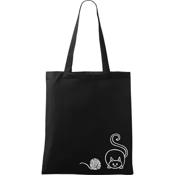 Nákupní taška Kočka klubíčko - Taška bavlněná - 42 x 38 cm ( Černá )