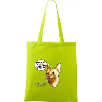 Kočka stay wild - Taška bavlněná - 42 x 38 cm ( Limetková )