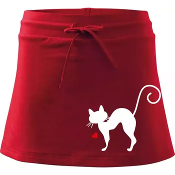 Dámská sukně Zamilovaná kočka prohnutá - Sportovní sukně - two in one - XS ( Červená )