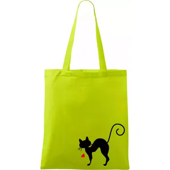 Zamilovaná kočka prohnutá - Taška bavlněná - 42 x 38 cm ( Limetková )