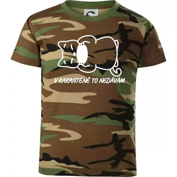 Chlapecké tričko V karanténě to nedávám - Dětské maskáčové triko - 104-110cm / 3-4 roky ( Hnědý maskáč )