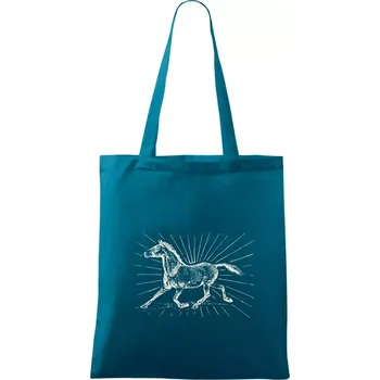 Kůň a paprsky - Taška bavlněná - 42 x 38 cm ( Petrolejová )