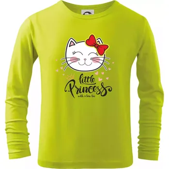 Dětská móda Kočka little princess - Triko dětské Long Sleeve - 104-110cm / 3-4 roky ( Limetková )