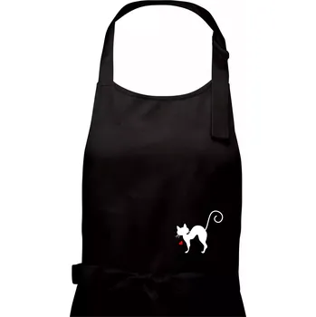 Kuchyňská zástěra Zamilovaná kočka prohnutá - Pánská zástěra na vaření - Univerzální velikost ( Černá )
