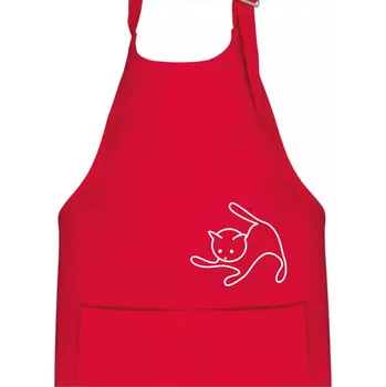 Kuchyňská zástěra Kočka si hraje - Dětská zástěra na vaření - Univerzální velikost ( Červená )