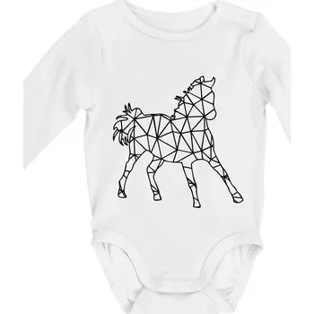 Geometrie - kůň jednobarevná - Body kojenecké s dlouhým rukávem - Dlouhý r. do 3 měs ( Bílá )