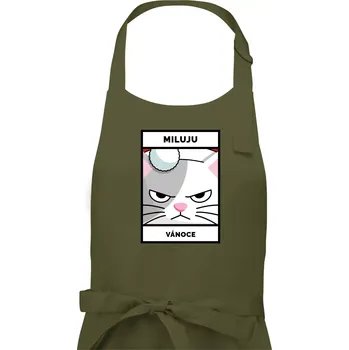 Kuchyňská zástěra Miluju Vánoce - Dámská zástěra na vaření - Univerzální velikost ( Khaki )