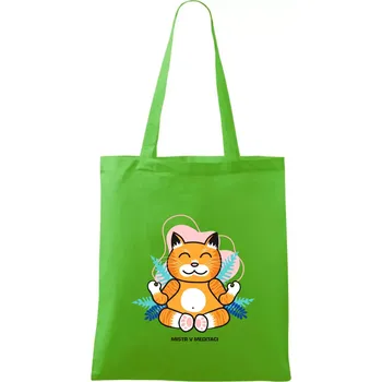 Nákupní taška Kočka - mistr v meditaci (Pecka design) - Taška bavlněná - 42 x 38 cm ( Apple Green )