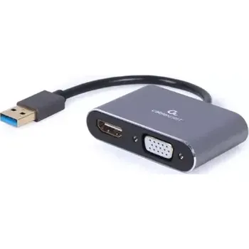Gembird adaptér USB-A (M) na VGA + HDMI (F) 0.15m (A-USB3-HDMIVGA-01)