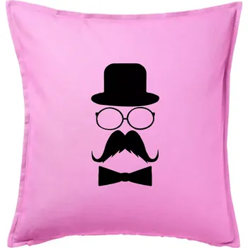 Polštář Mustache pán - Polštář 50x50 - 50x50 - Pouze potah ( Růžová )