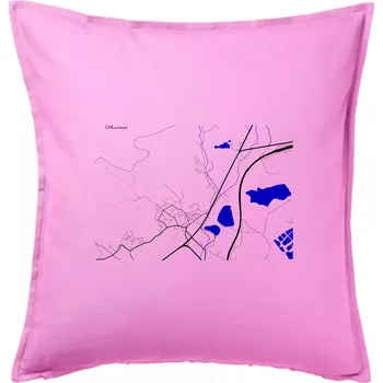 Polštář Chlumec 403 39 mapa s vodními toky - Polštář 50x50 - 50x50 - Pouze potah ( Růžová )