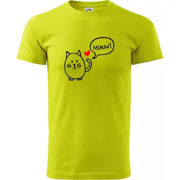 Tlustá kočka - Klasické pánské triko vyšší gramáže - 2XL ( Limetková )