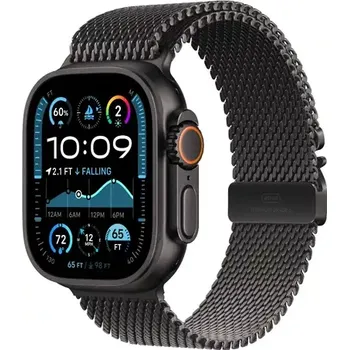 Chytré hodinky Apple Watch Ultra 2 (2024) GPS+Cellular 49mm Černé titanové tělo - Černý titanový milánský tah (L) (MX5V3QC/A)