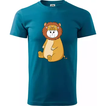 Pánské tričko Kočka v převleku lva - Klasické pánské triko vyšší gramáže - L ( Petrolejová )