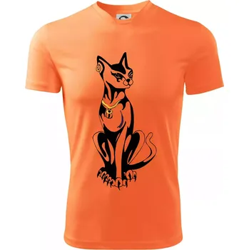 Kočka - Egyptská kočka - Dětské triko sportovní (dresovina) - 146 cm/10 let ( Neon mandarine )