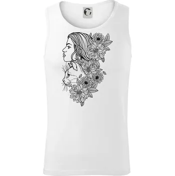 Žena a kočka - kreslená - Tílko pánské Core - S ( Bílá )