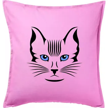 Polštář Kočka hlava skica - Polštář 50x50 - 50x50 - Pouze potah ( Růžová )