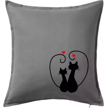 Polštář Kočky - Zamilovaný pár - Polštář 50x50 - 50x50 - Pouze potah ( Tmavě šedý melír )