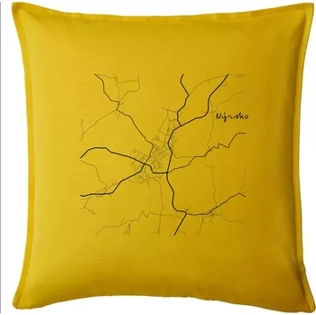 Polštář Černobílá mapa Nýrsko 340 22 - Polštář 50x50 - 50x50 - Pouze potah ( Žlutá )