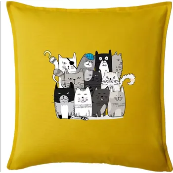 Polštář Kočky co nejsou tak úplně veselé - Polštář 50x50 - 50x50 - Pouze potah ( Žlutá )