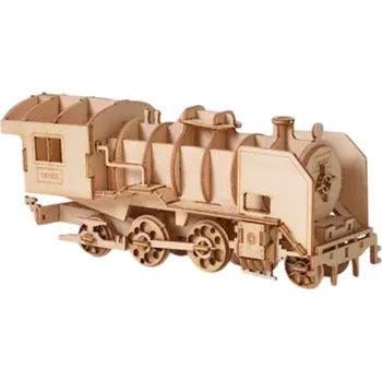 Dřevěná hračka Dřevěné 3D puzzle model Parní lokomotivy DIY stavebnice Vlak pro děti i dospělé Kreativní hračka Historický model k montáži Dekorace
