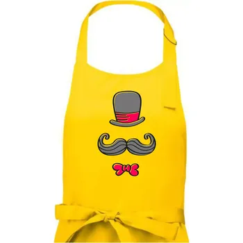 Kuchyňská zástěra Kitty Mustache - Pánská zástěra na vaření - Univerzální velikost ( Žlutá )