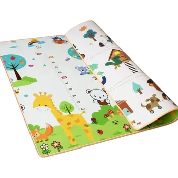 Hrací podložka pro děti 180x150x0,5 cm Měkký pěnový EPE koberec na lezení Oboustranná dětská podložka s motivy zvířátek Bezpečná podlaha