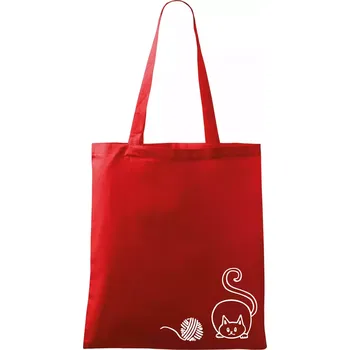 Kočka klubíčko - Taška bavlněná - 42 x 38 cm ( Červená )