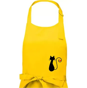 Kuchyňská zástěra Zamilovaná kočka ocásek - Dámská zástěra na vaření - Univerzální velikost ( Žlutá )